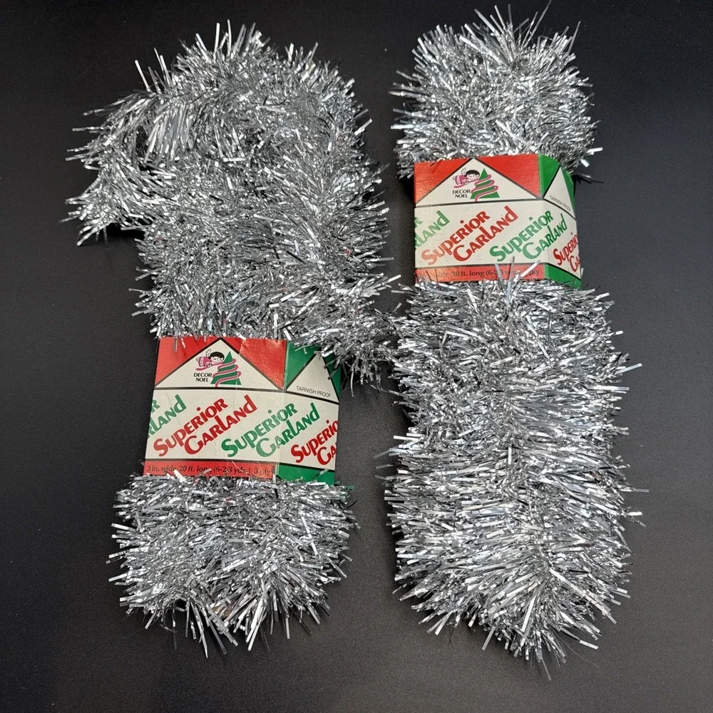 Vintage Decor Noel Superior Garland Silver - 2 Packages - 20 Feet Each